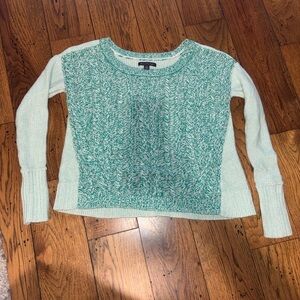 American Eagle Outfitters Mint and Cream Cable-Knit Crew Women’s Sweater XS